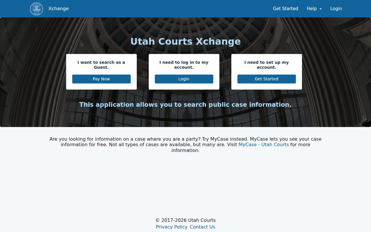 Salt Lake County people search entry on Utah XChange court records