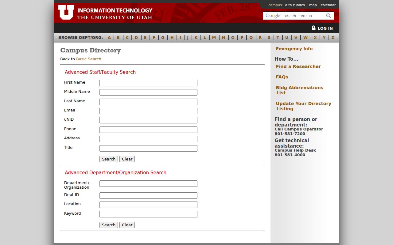 Salt Lake County people directories University of Utah advanced faculty and staff search
