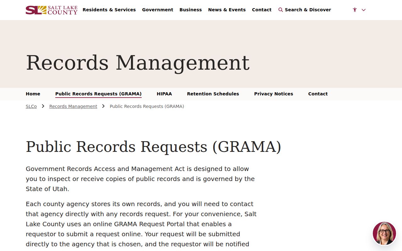 Salt Lake County public records GRAMA request and fee details
